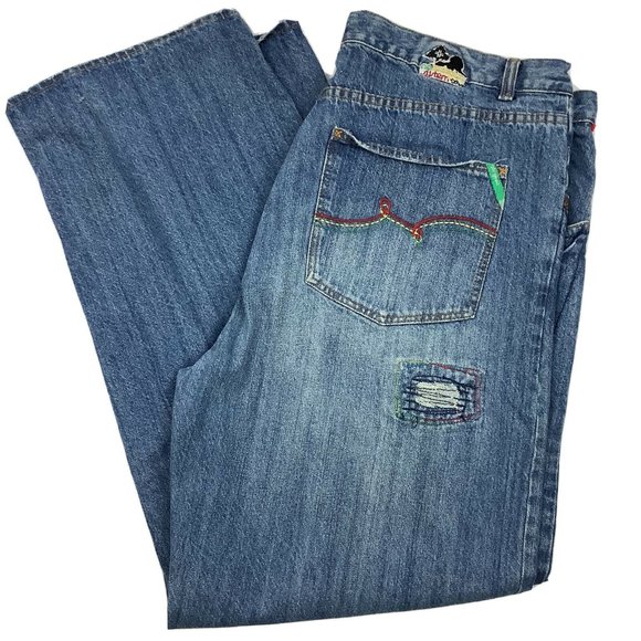 LR Geans by LRG Jeans Men's Size 42 x 33 Hip-Hop No Babylon Distressed Cut-out - Picture 1 of 10